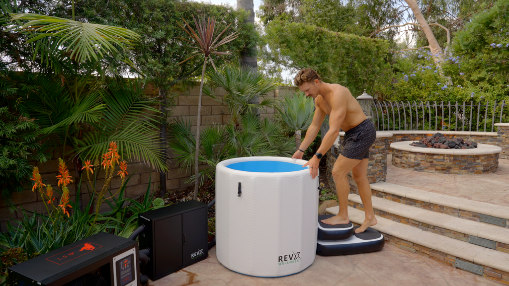 RevX Wellness Barrel Inflatable Cold Plunge Barrel with Steps