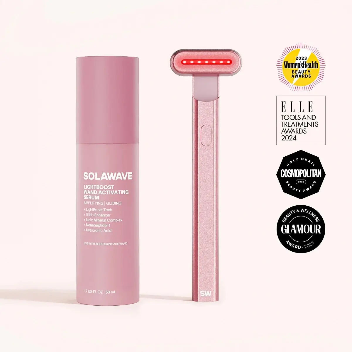 Solawave 4-in-1 Skincare Wand 630nm Red Light & LightBoost Serum Kit