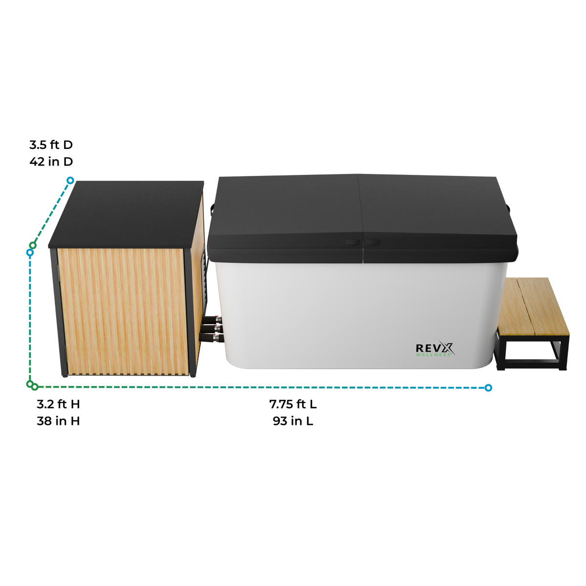 RevX Wellness X Tub + LUX 1.5 HP Chiller Acrylic Cold Plunge Tub