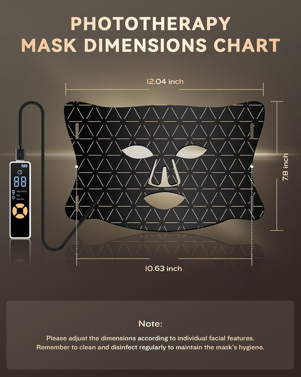 PurRed Light Therapy Mask 630/660nm Red & 850nm NIR LED Face Mask