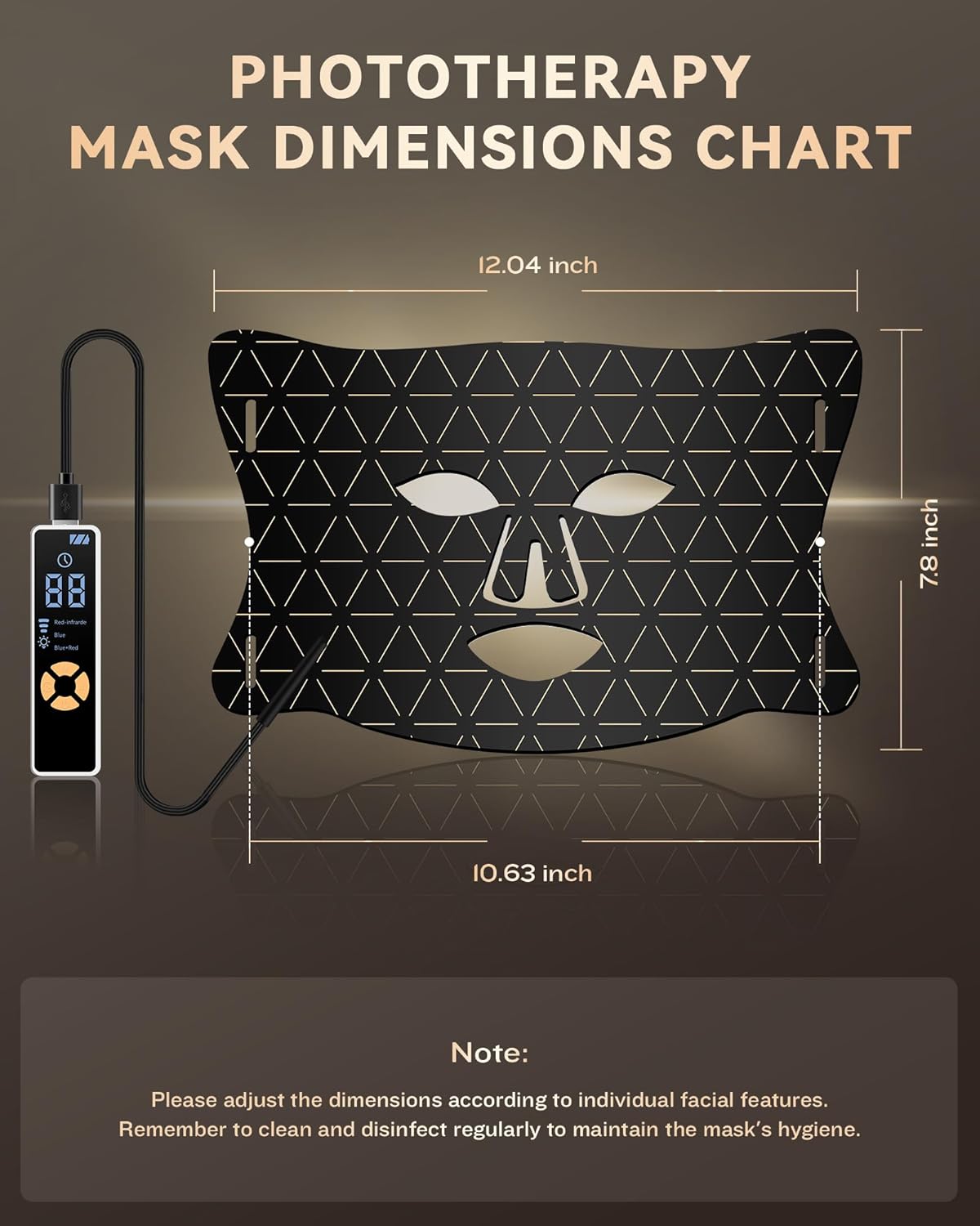 PurRed Light Therapy Mask 630/660nm Red & 850nm NIR LED Face Mask