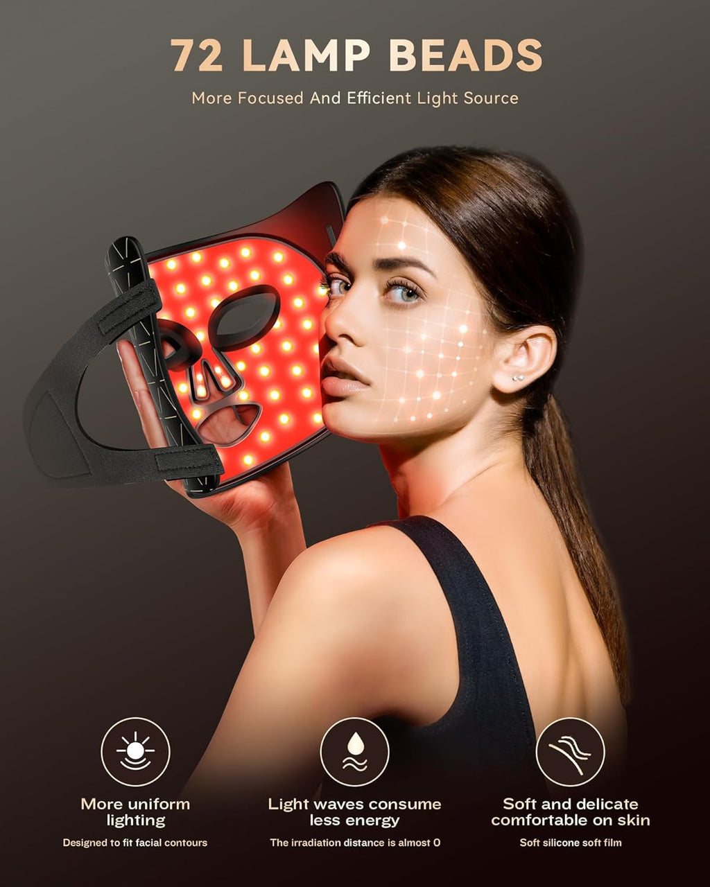 PurRed Light Therapy Mask 630/660nm Red & 850nm NIR LED Face Mask