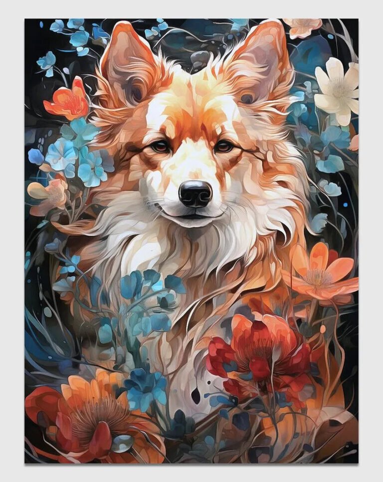 Floral Dog-Paint By Numbers