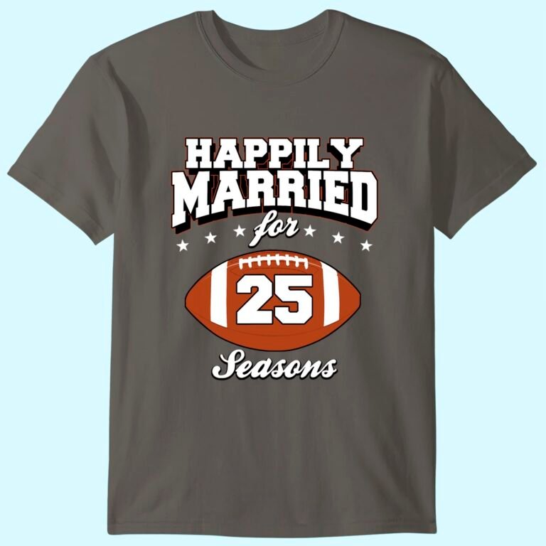 25 Years Wedding Anniversary T-shirt Football Couple Gift