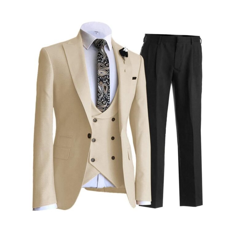 3 Pieces Mens Suit Design Slim Fit Peak Lapel Tuxedos (Blazer+vest+Pants)