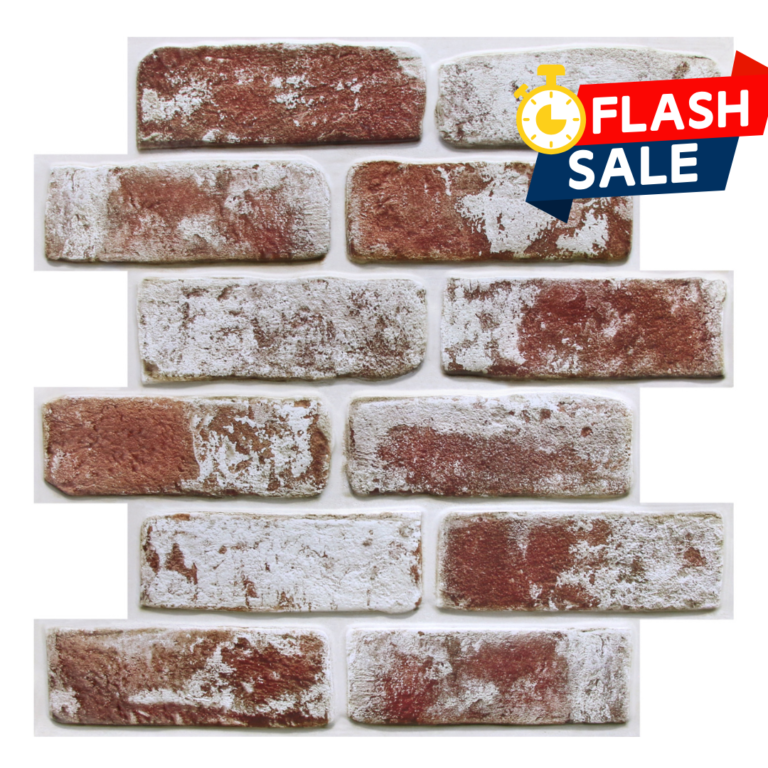 3D Vintage Red Whitewash Brick Peel and Stick Wall Tile