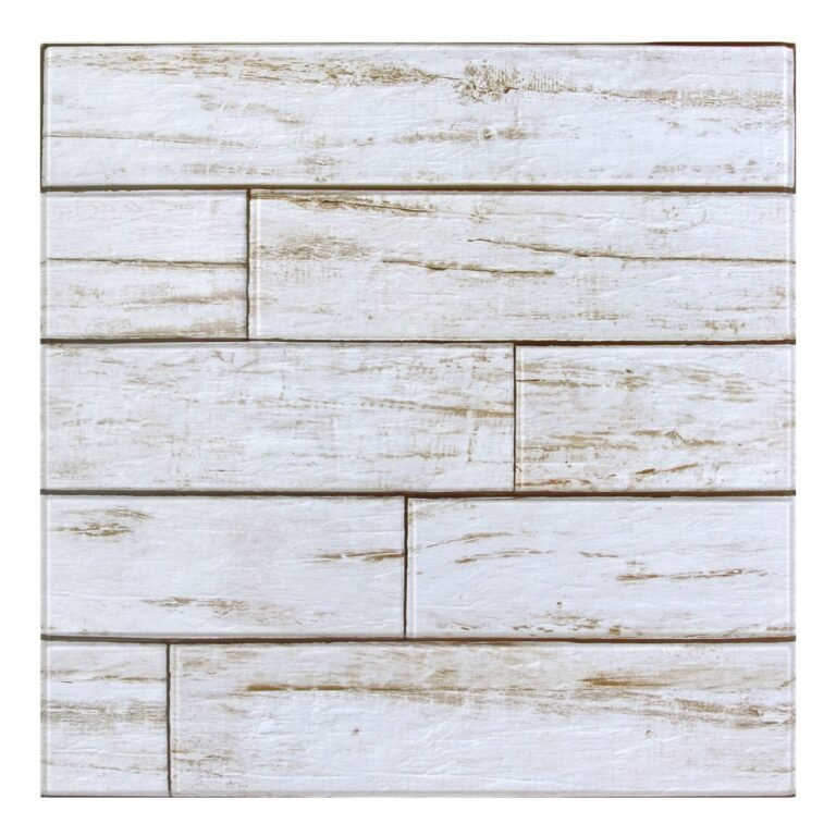 3D White Shiplap Wood Peel and Stick Wall Tile