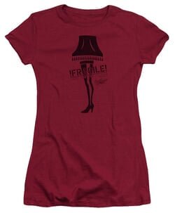 A Christmas Story Juniors Shirt Fragile Leg Lamp Cardinal Red T-Shirt