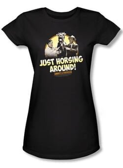 Abbott & Costello Juniors Shirt Horsing Around Black Tee T-shirt