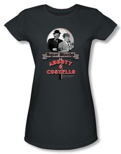 Abbott & Costello Juniors Shirt Super Slueths Charcoal Tee T-shirt