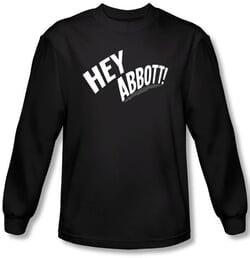 Abbott & Costello Long Sleeve Shirt Hey Abbott Black Tee T-shirt