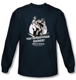 Abbott & Costello Long Sleeve Shirt Off Your Rocker Navy Tee T-Shirt