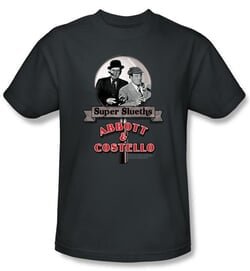 Abbott & Costello Shirt Funny Super Slueths Charcoal Tee T-Shirt