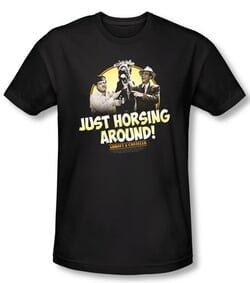 Abbott & Costello Shirt Horsing Around Black Slim Fit Tee T-Shirt