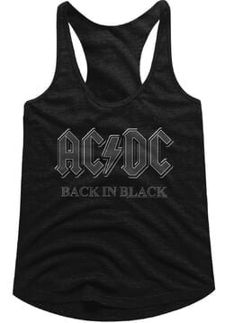 AC/DC Juniors Tank Top Back In Black Black Racerback