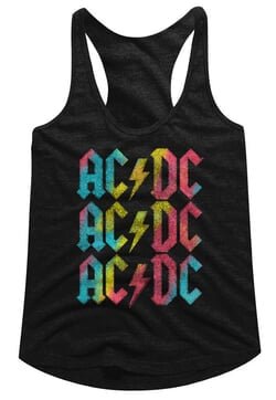 AC/DC Juniors Tank Top Multicolor Band Logo Black Racerback