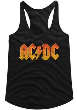 AC/DC Juniors Tank Top Orange Band Logo Black Racerback