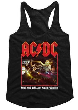 AC/DC Juniors Tank Top Rock And Roll Ain’t Noise Pollution Black Racerback
