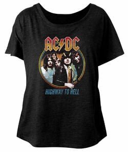 AC/DC Ladies Shirt Highway To Hell Dolman Black T-Shirt