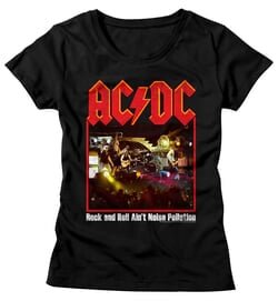 AC/DC Shirt Juniors Rock And Roll Ain’t Noise Pollution Black T-Shirt