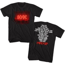 AC/DC Shirt Power Up Track List Front & Back Black T-Shirt