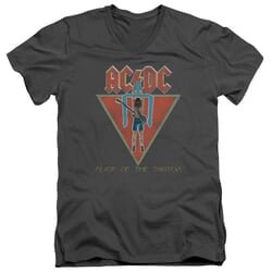 ACDC Slim Fit V-Neck Shirt Flick Of The Switch Charcoal T-Shirt