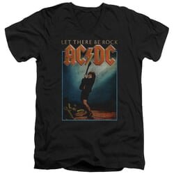 ACDC Slim Fit V-Neck Shirt Let There Be Rock Black T-Shirt