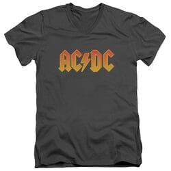 ACDC Slim Fit V-Neck Shirt Logo Charcoal T-Shirt