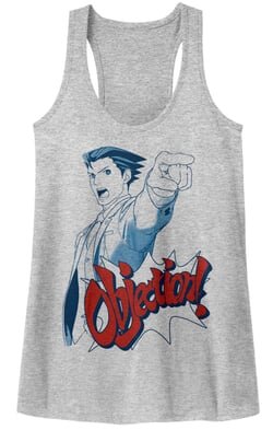 Ace Attorney Juniors Tank Top Objection Athletic Heather Racerback