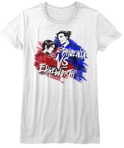 Ace Attorney Shirt Juniors Phoenix VS Edgeworth White T-Shirt