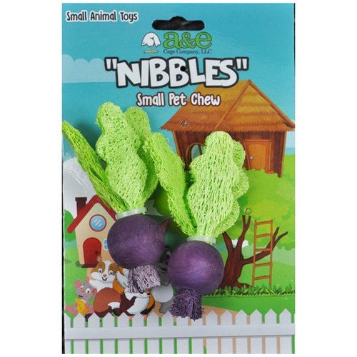 A&E Cage Company, AE Cage Company Nibbles Turnip Loofah Chew Toys with Wood, 2 count