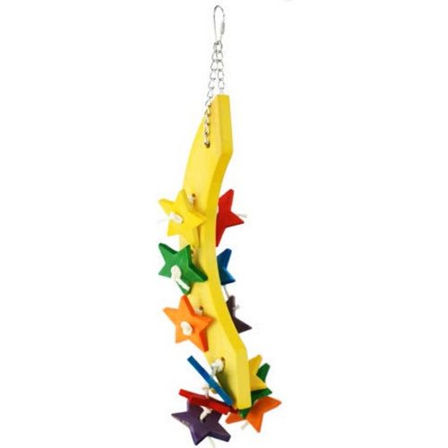 A&E Cage Company, Happy Beaks Wood Moon and Stars Bird Toy, 1 Count