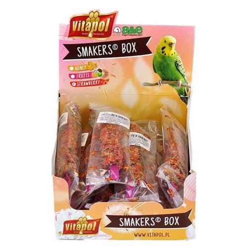 A&E Cage Company, Smakers Parakeet Strawberry Treat Sticks, 12 count (Count of 12)