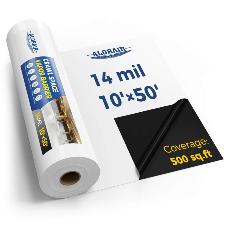 Alorair 14mil Crawl Space Vapor Barrier, 10’x50’/10’x100′ for Crawlspace Encapsulation — 10×50 10×100