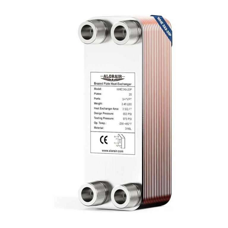 ALORAIR 3″x8″ Heat Exchanger with 3/4″ MPT Port,316L Stainless Steel Water to Water — 3×8 Port316l Brazed Plate 20 Plates