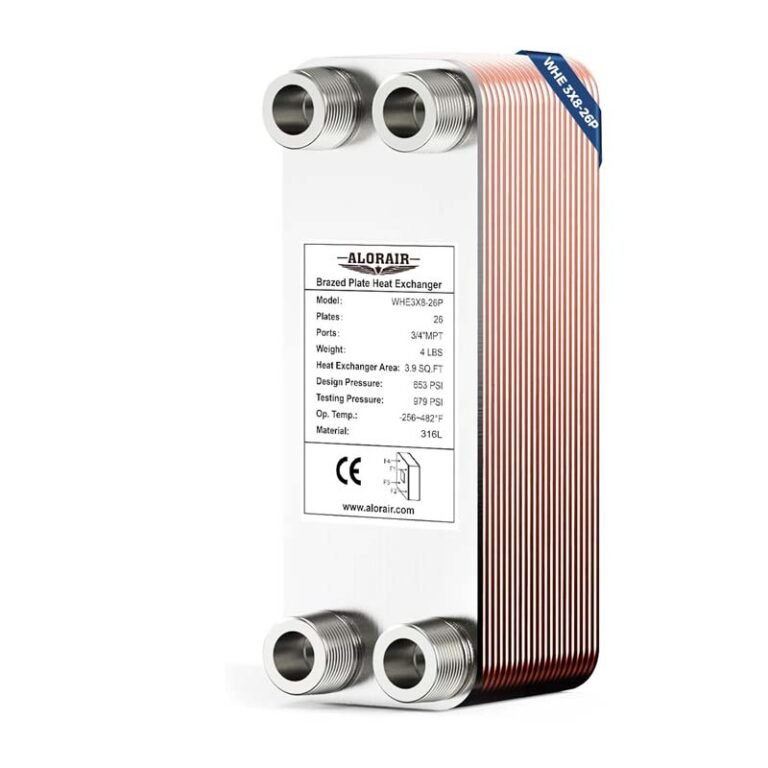 ALORAIR 3″x8″ Heat Exchanger with 3/4″ MPT Port,316L Stainless Steel Water to Water — 3×8 Port316l Brazed Plate 26 Plates