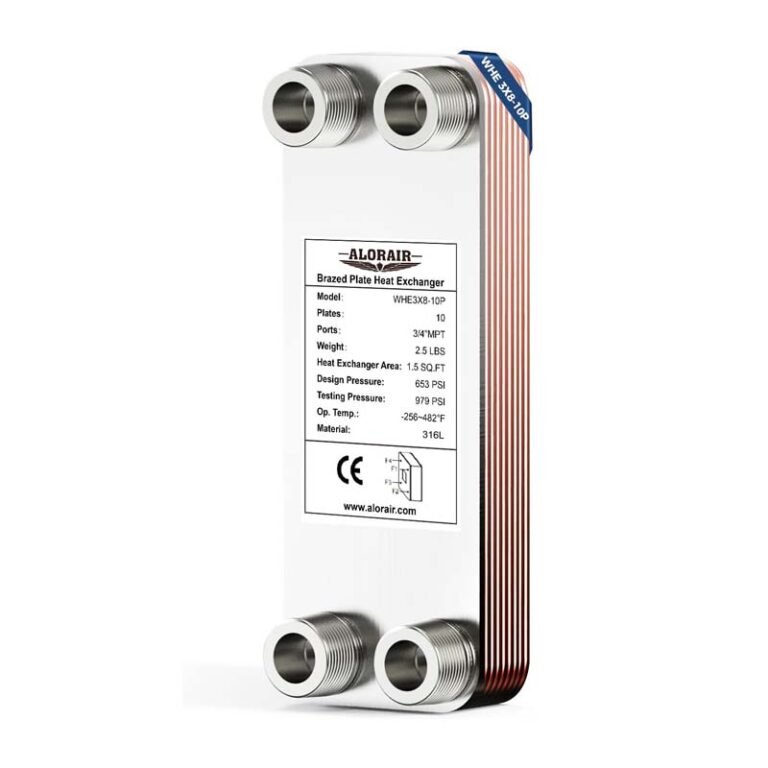 ALORAIR 3″x8″ Heat Exchanger with 3/4″ MPT Port,316L Stainless Steel Water to Water — 3×8 Port316l Brazed Plate