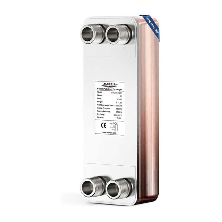ALORAIR 4″x12″ Heat Exchanger with 1″ MPT Port,316L Stainless Steel Water to Water Brazed — 4×12 Port316l Plate Floor Heating 20 Plates