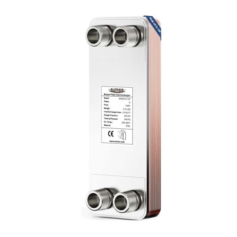 ALORAIR 4″x12″ Heat Exchanger with 1″ MPT Port,316L Stainless Steel Water to Water Brazed — 4×12 Port316l Plate Floor Heating