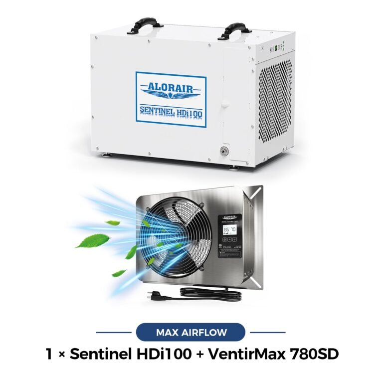 Sentinel HDi100 Crawl Space Dehumidifier and VentirMax 780SD Ventilation Fan Combo