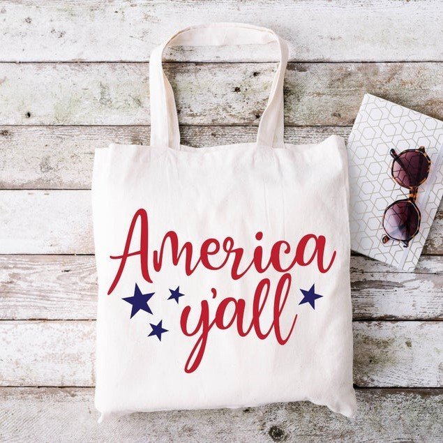 America Y’all Reusable Tote Bag, Red White & Blue, Patriotic, Fourth Of July Tote Bag