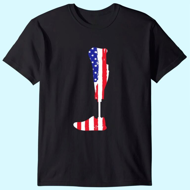American Flag Prosthetic Leg Patriotic Amputee Shirt