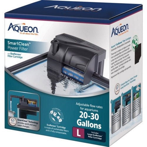 Aqueon, SmartClean Power Filter With EcoRenew Filter Cartridge, 1 Count / 20-30 Gallons