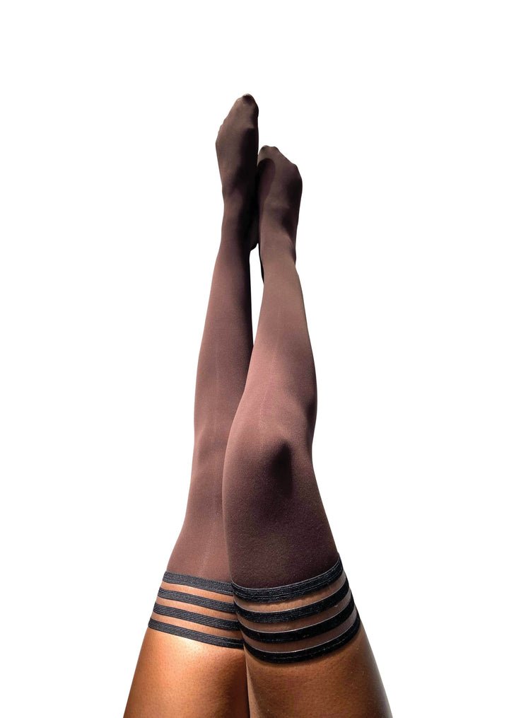 Autumn: Chocolate Opaque Thigh High. Petite to Plus Size