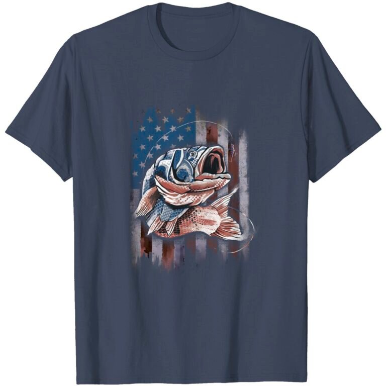 Bass Fishing Fisherman Usa Vintage Amercian Flag Fishing T-shirt