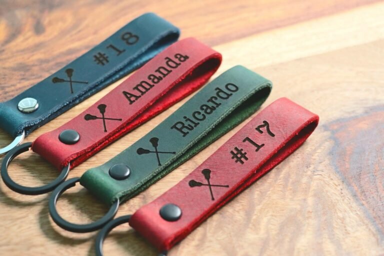 SLIM Lacrosse Keychain, Personalized Sports Keychain, Team Gifts, Player Gifts, Lacrosse — Gift Leather