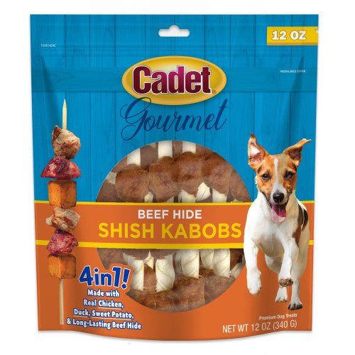 Cadet, Cadet Gourmet Beef Hide Shish Kabob Dog Treats, Beef Hide, 1 Each/5 in (12 Oz.)