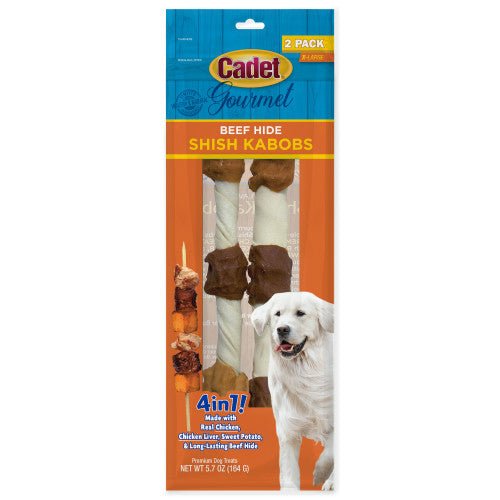 Cadet, Cadet Gourmet Beef Hide Shish Kabob Dog Treats, Beef Hide, 1 Each/XL 10 in (2