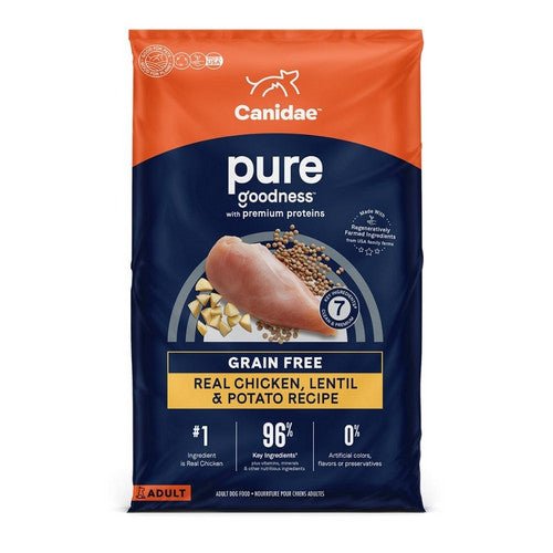 Canidae, Canidae Pure Grain Free Lid Dry Dog Food, Chicken, Lentil & Pea, 1 Each/24 lb