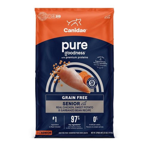 Canidae, CANIDAE PURE Senior Grain-Free LID Dry Dog Food, Chicken, Sweet Potato & — Garbanzo Bean 1 Each 24 Lb